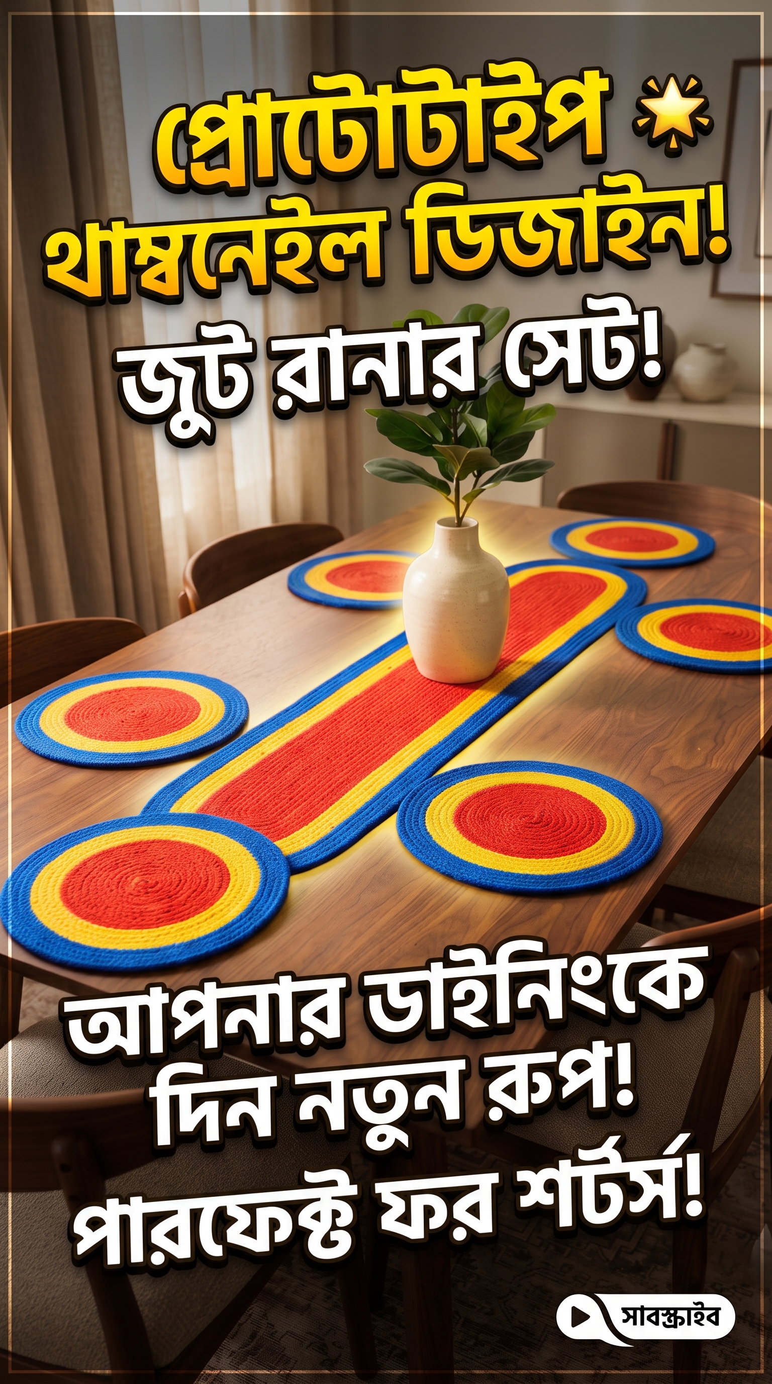 Jute Round Table Mat Set